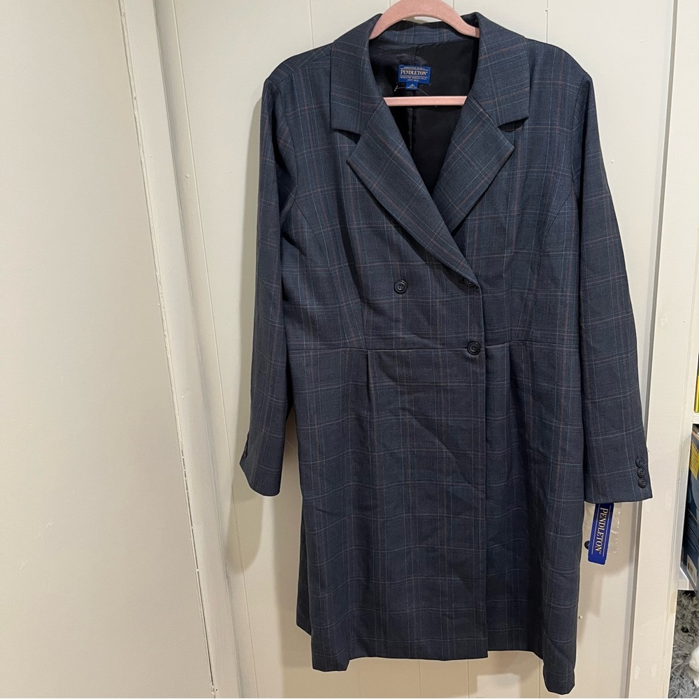 Vintage Pendleton Double Breasted Plaid Wool Coat Dress